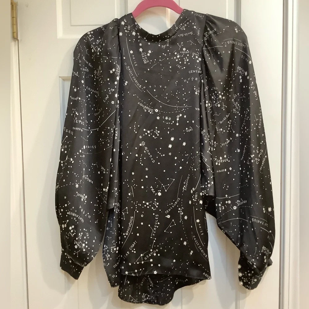 NWT ZARA Zodiac Constellation Blouse Size M - Picture 2 of 7